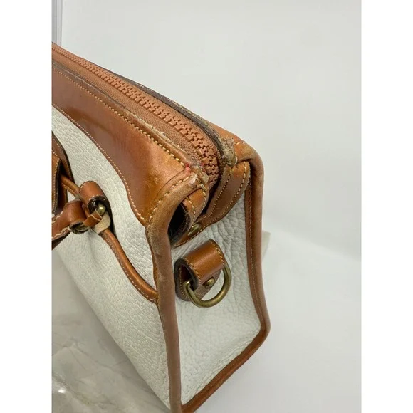 Vintage Dooney & Bourke White Brown Pebbled Satchel '80's '90s Classic USA
